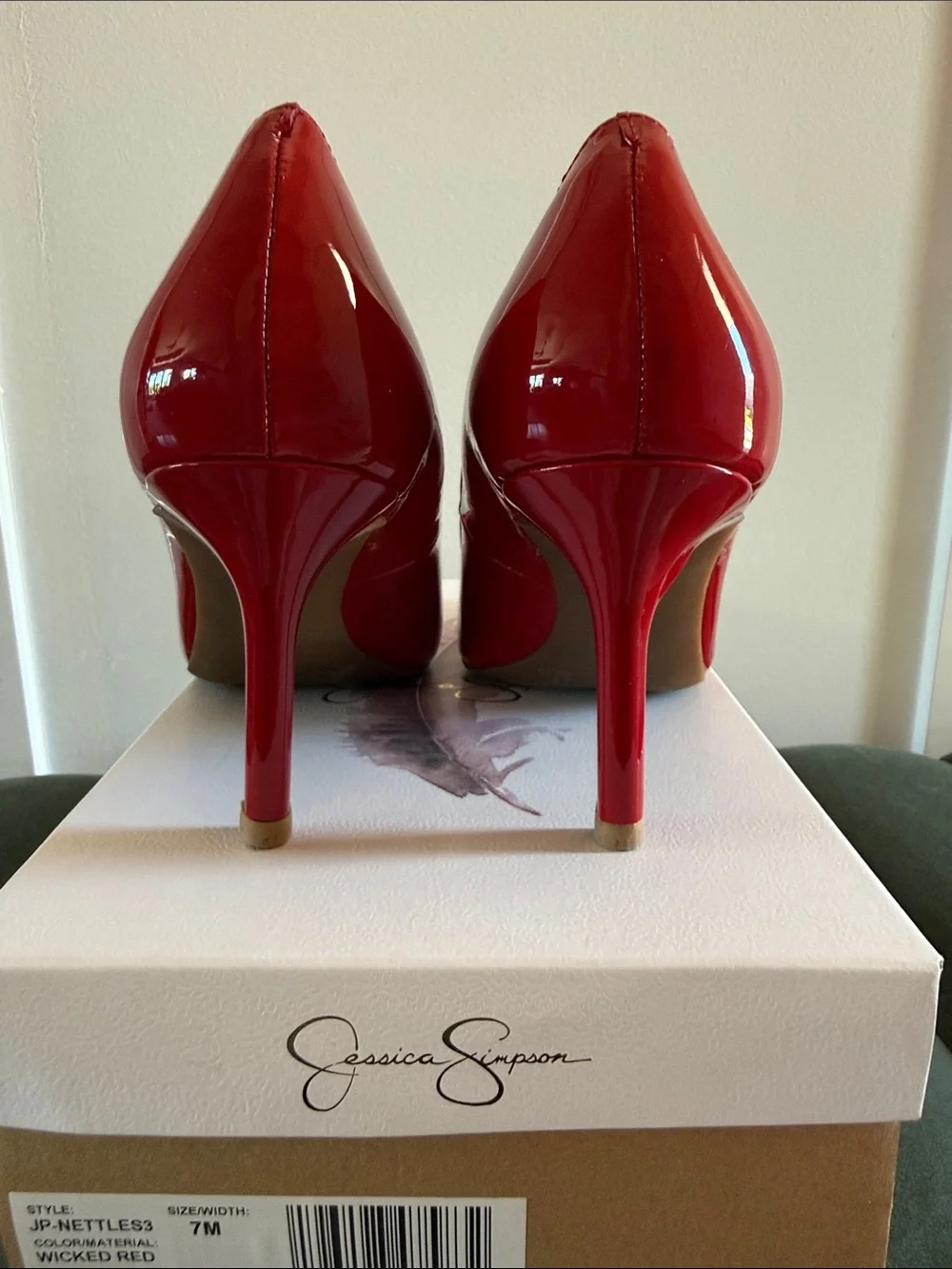 Jessica Simpson Red Patent Pointed Toe Stiletto Pumps - Picture 3 of 5